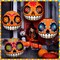 4 Pcs Day of The Dead Inflatable Pumpkin Sugar Skull Decor(bright white)
